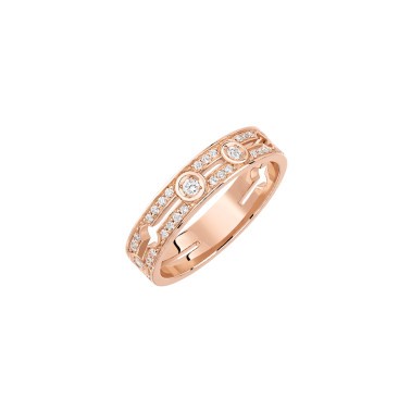Bague Dinh van Pulse petit modèle en or rose et pavage diamants
