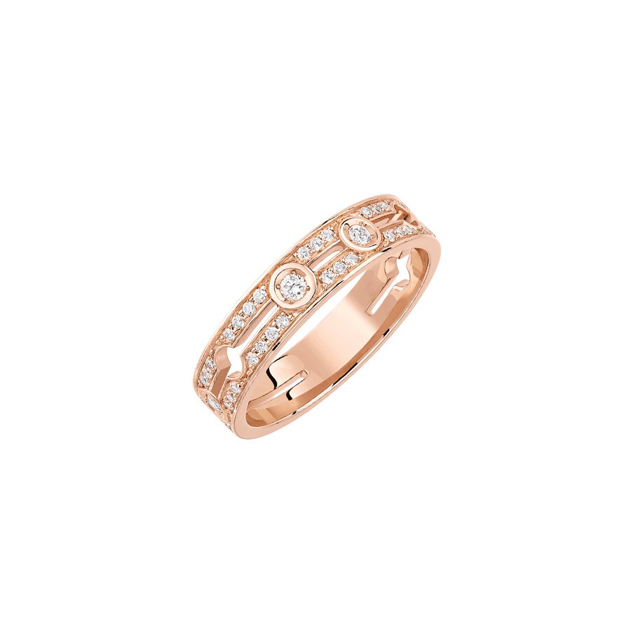 Bague Dinh van Pulse petit modèle en or rose et pavage diamants