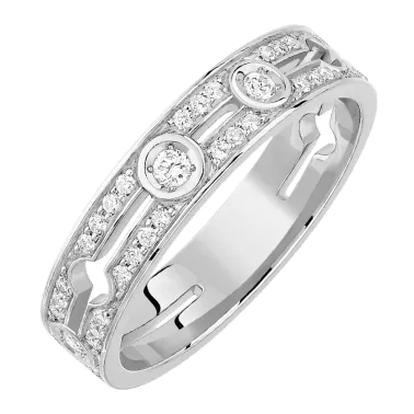 Bague Dinh van Pulse petit modèle en or blanc et pavage diamants
