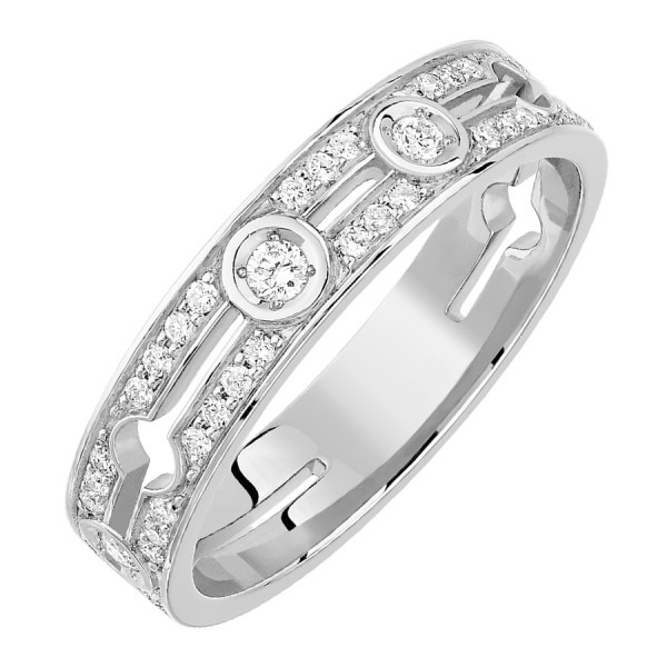 Bague Dinh van Pulse petit modèle en or blanc et pavage diamants