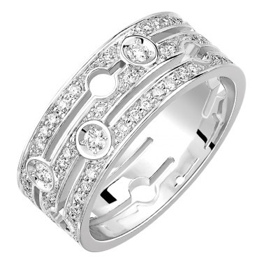 Bague Dinh van Pulse grand modèle en or blanc et pavage diamants