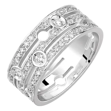 Bague Dinh van Pulse grand modèle en or blanc et pavage diamants