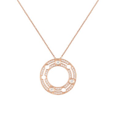 Pendentif Dinh van Pulse en or rose et pavage diamants 20 mm sur chaîne
