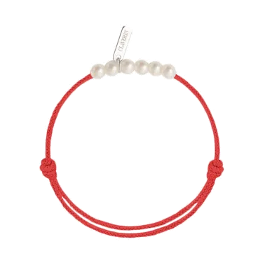 Bracelet Claverin Baby Girls Cords Little Treasures cordon rouge corail et perles blanches - SOLDAT PL