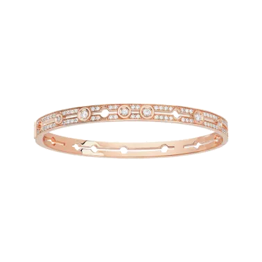Bracelet Dinh van Pulse petit modèle en or rose et pavage diamants