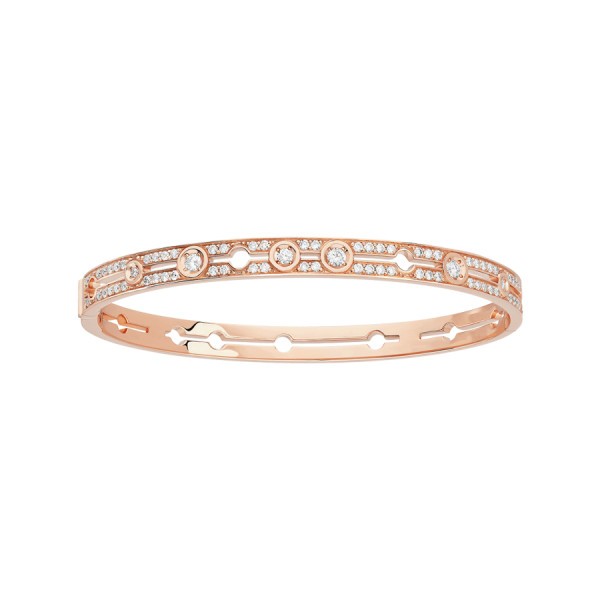 Bracelet Dinh van Pulse petit modèle en or rose et pavage diamants
