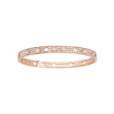 Bracelet Dinh van Pulse petit modèle en or rose et pavage diamants