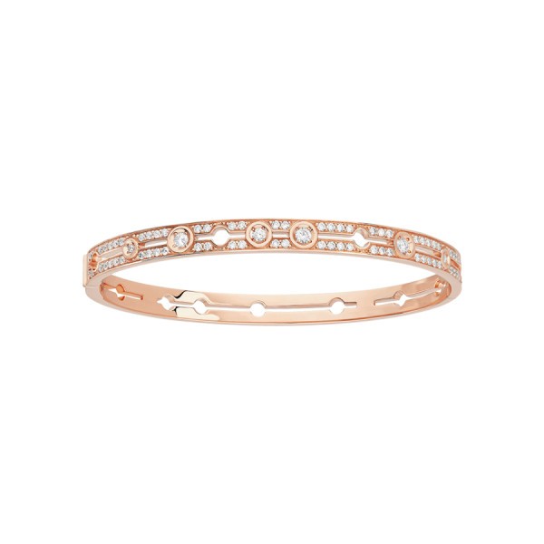 Bracelet Dinh van Pulse petit modèle en or rose et pavage diamants