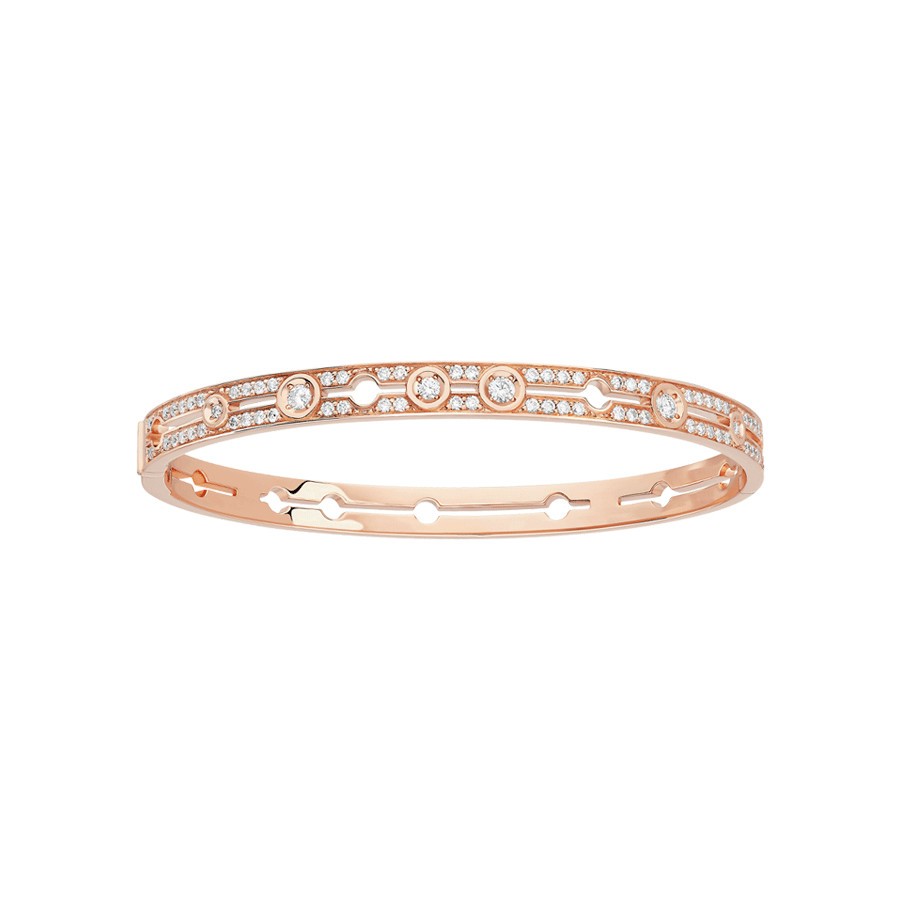 Bracelet Dinh van Pulse petit modèle en or rose et pavage diamants