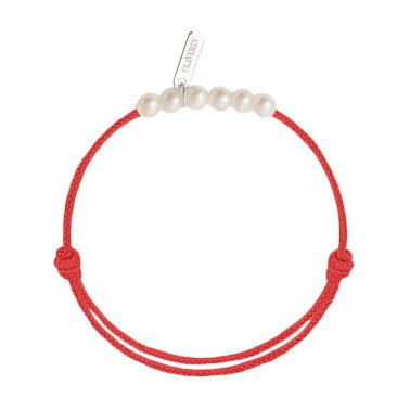 Bracelet Claverin Baby Girls Cords Little Treasures cordon rouge corail et perles blanches - SOLDAT