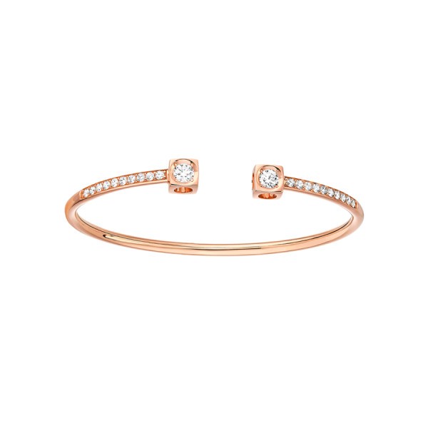 Bracelet Dinh van Le Cube Diamant grand modèle en or rose et diamants