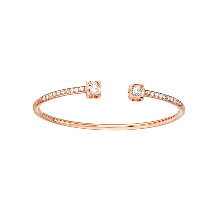 Bracelet Dinh van Le Cube Diamant grand modèle en or rose et diamants