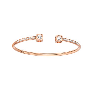 Bracelet Dinh van Le Cube Diamant grand modèle en or rose et diamants