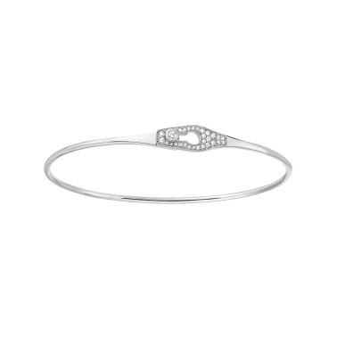 Bracelet Dinh van Serrure Jonc grand modèle en or blanc et diamants