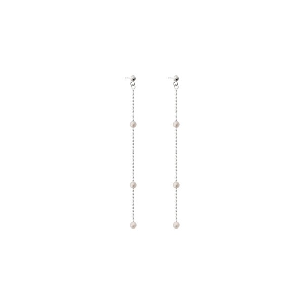 Boucles d'oreilles Claverin Rosary en or blanc et perles blanches - SOLDAT PL