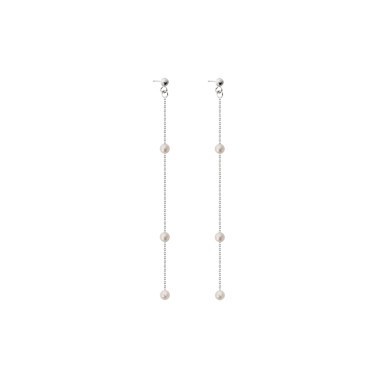 Boucles d'oreilles Claverin Rosary en or blanc et perles blanches - SOLDAT