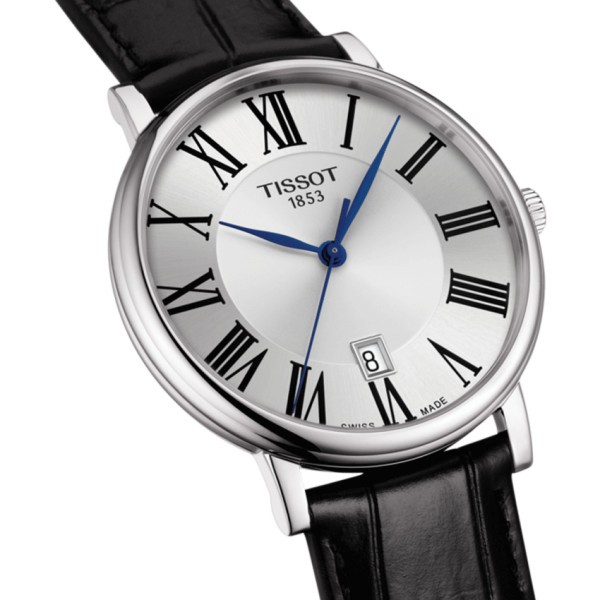 Montre Tissot TClassic Luxury Powermatic 80 cadran noir chiffres arabes bracelet  cuir noir 41 mm