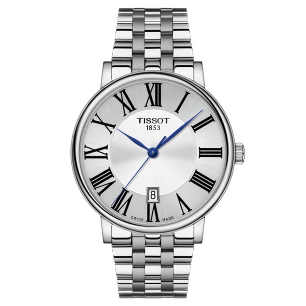 Montre Tissot T-Classic Carson Premium quartz cadran argenté bracelet acier 40 mm