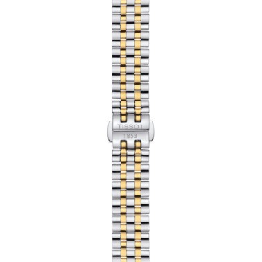 Montre Tissot T-Classic Carson Premium Lady quartz cadran argenté chiffres romains bracelet acier bicolore 30 mm