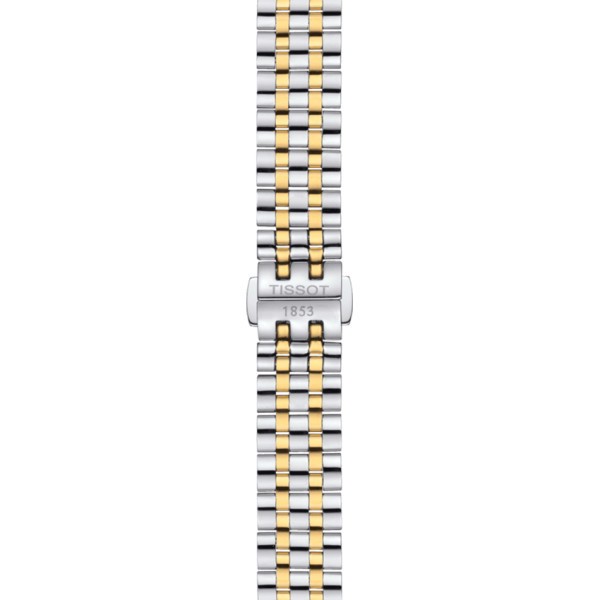 Montre Tissot T-Classic Carson Premium Lady quartz cadran argenté chiffres romains bracelet acier bicolore 30 mm