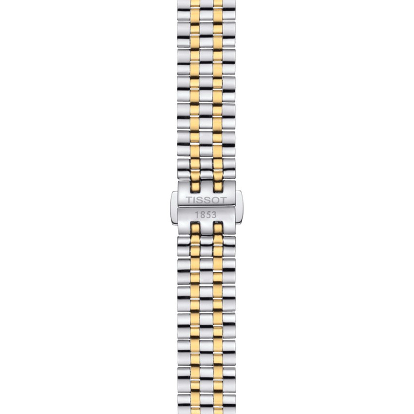Montre Tissot T-Classic Carson Premium Lady quartz cadran argenté chiffres romains bracelet acier bicolore 30 mm