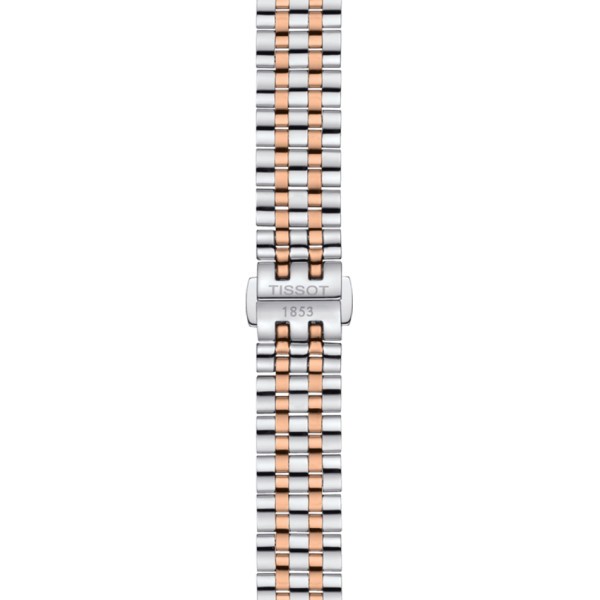 Montre Tissot T-Classic Carson Premium Lady quartz lunette acier PVD doré rose bracelet acier bicolore 30 mm