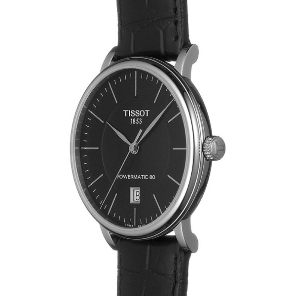 Montre Tissot T-Classic Carson Premium Powermatic 80 automatique cadran noir bracelet cuir noir 40 mm
