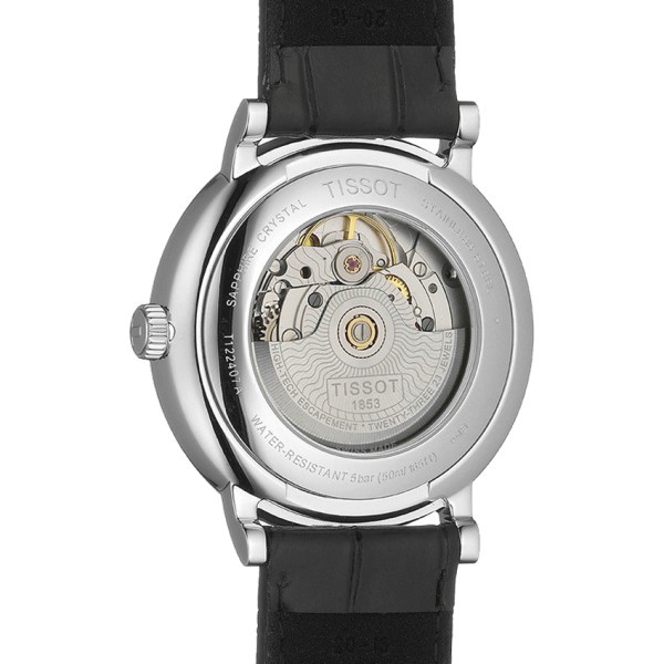 Montre Tissot T-Classic Carson Premium Powermatic 80 automatique cadran noir bracelet cuir noir 40 mm