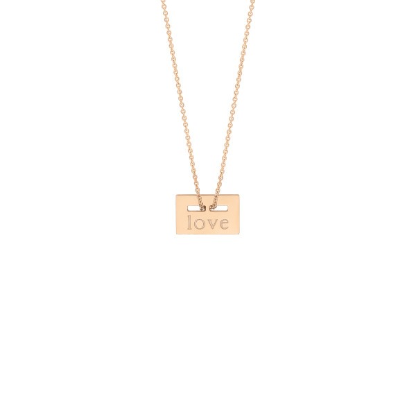 Collier Ginette NY Mini Baguette Love en or rose - Soldat_PL