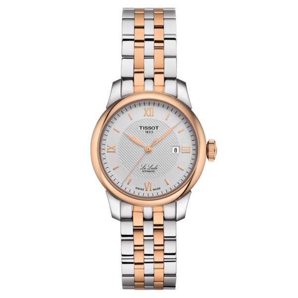 Montre Tissot T-Classic Le Locle Automatic Lady cadran argent bracelet acier bicolore 29 mm