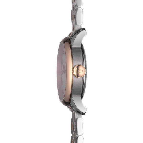 Montre Tissot T-Classic Le Locle Automatic Lady cadran nacre blanche bracelet acier bicolore 29 mm