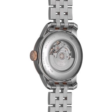Montre Tissot T-Classic Le Locle Automatic Lady cadran nacre blanche bracelet acier bicolore 29 mm
