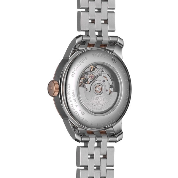 Montre Tissot T-Classic Le Locle Automatic Lady cadran nacre blanche bracelet acier bicolore 29 mm
