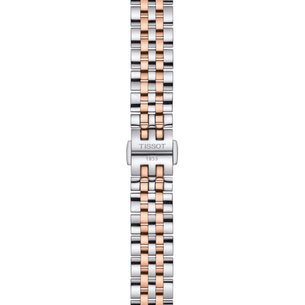 Montre Tissot T-Classic Le Locle Automatic Lady cadran nacre blanche bracelet acier bicolore 29 mm