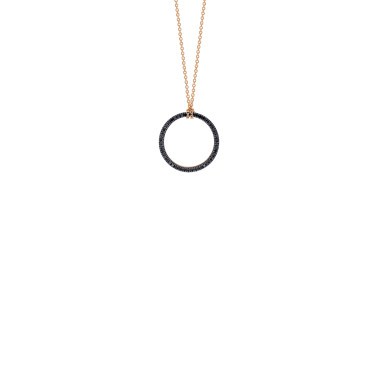 Collier Ginette NY Mini Black Diamond Circle en or rose et diamants noirs