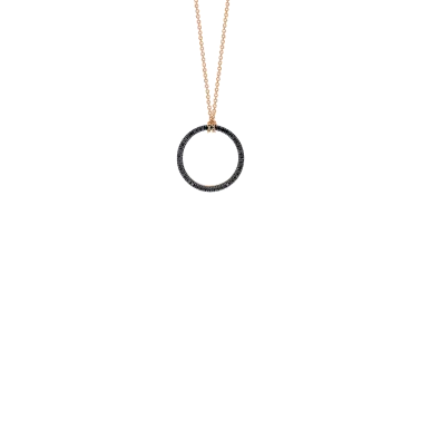 Collier Ginette NY Mini Black Diamond Circle en or rose et diamants noirs