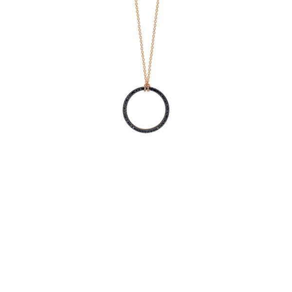 Collier Ginette NY Mini Black Diamond Circle en or rose et diamants noirs - Soldat_PL