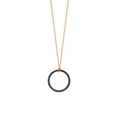 Collier Ginette NY Mini Black Diamond Circle en or rose et diamants noirs - Soldat
