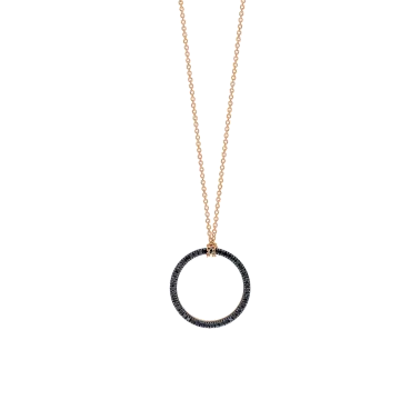 Collier Ginette NY Mini Black Diamond Circle en or rose et diamants noirs