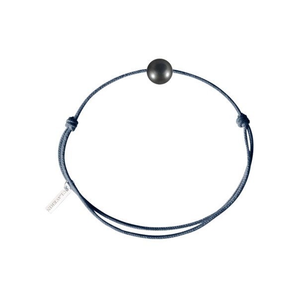 Bracelet Claverin Unisex Cords Simply Pearly cordon gris cendré et perle de Tahiti - SOLDAT PL