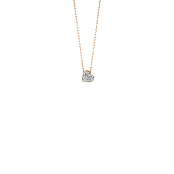 Collier Ginette NY Mini cœur en or rose et diamants - Soldat_PL