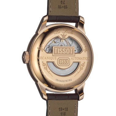 Montre Tissot T-Classic Le Locle Powermatic 80 Silicium PVD or rose cadran blanc bracelet cuir 39 mm