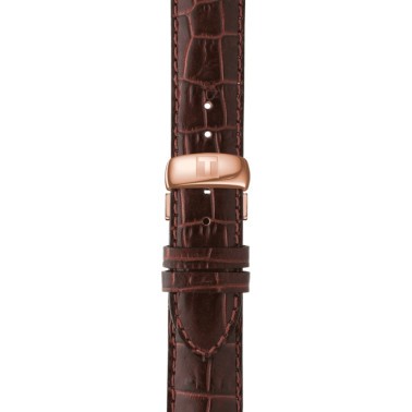 Montre Tissot T-Classic Le Locle Powermatic 80 Silicium PVD or rose cadran blanc bracelet cuir 39 mm