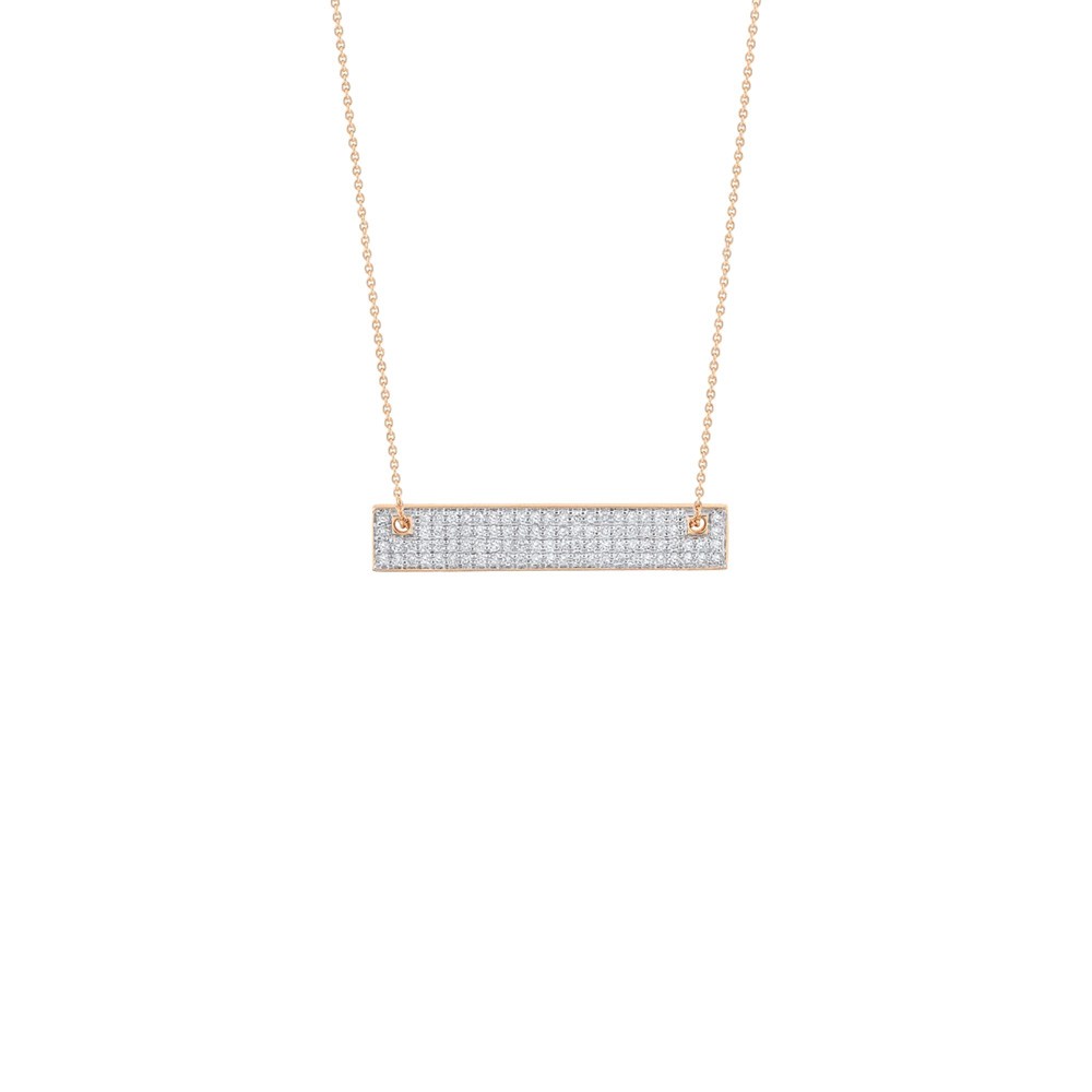 Collier Ginette NY Mini Diamond Baguette en or rose et diamants - Soldat