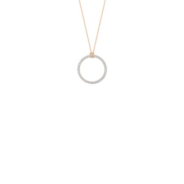 Collier Ginette NY Mini Diamond Circle en or rose et diamants - Soldat_PL