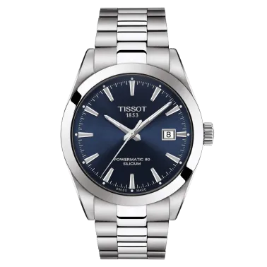 Montre Tissot T-Classic Gentleman Powermatic 80 Silicium cadran bleu bracelet acier 40 mm T127.407.11.041.00