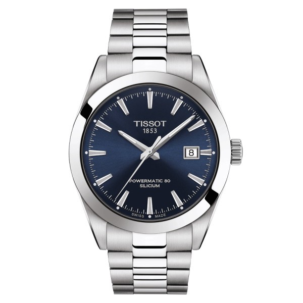 Montre Tissot T-Classic Gentleman Powermatic 80 Silicium cadran bleu bracelet acier 40 mm