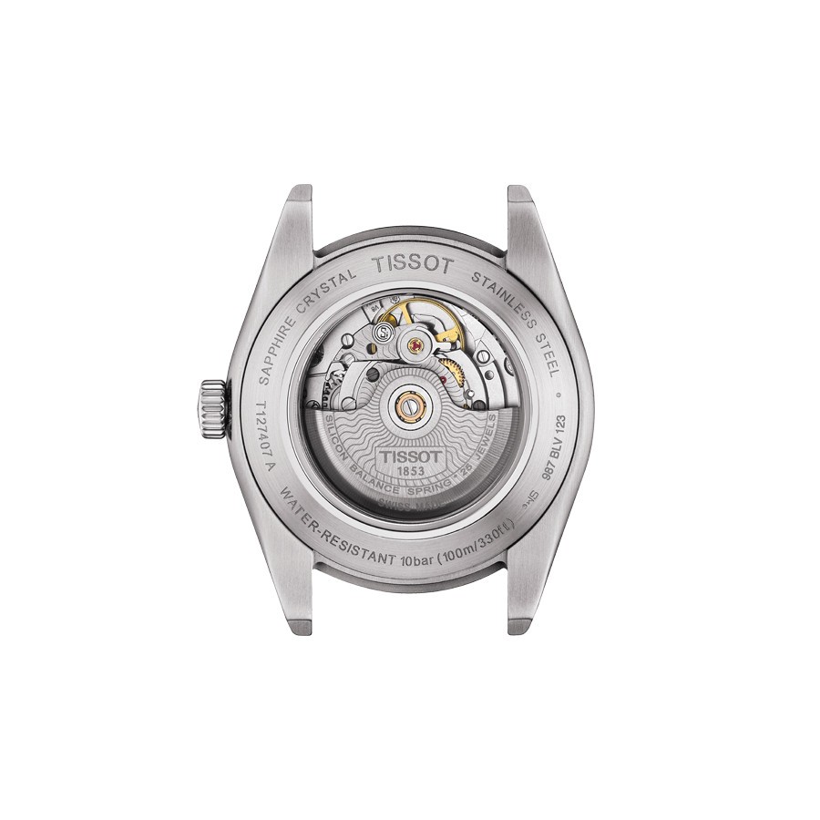 Montre Tissot T-Classic Gentleman Powermatic 80 Silicium cadran noir bracelet acier 40 mm