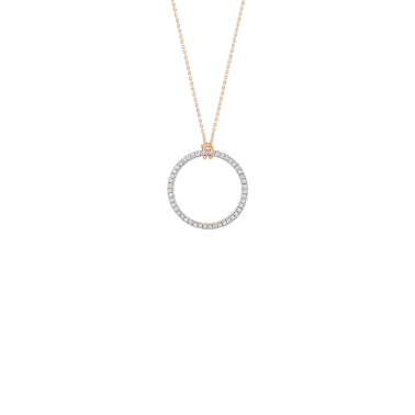 Collier Ginette NY Mini Diamond Circle en or rose et diamants - Soldat