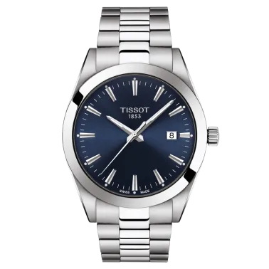 Montre Tissot T-Classic Gentleman quartz cadran bleu bracelet acier 40 mm T127.410.11.041.00
